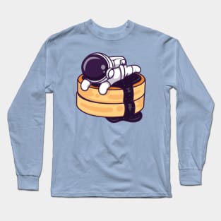 Cute Astronaut Laying On Pancake Cartoon Long Sleeve T-Shirt